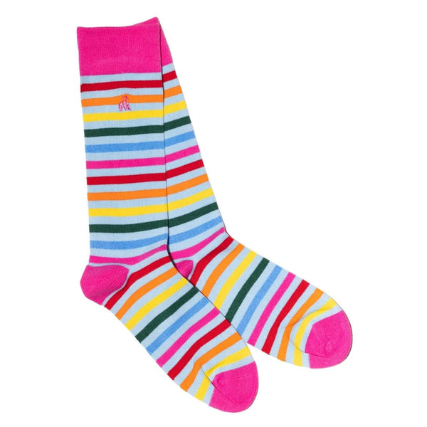 swole panda Pastel Striped Bamboo Socks