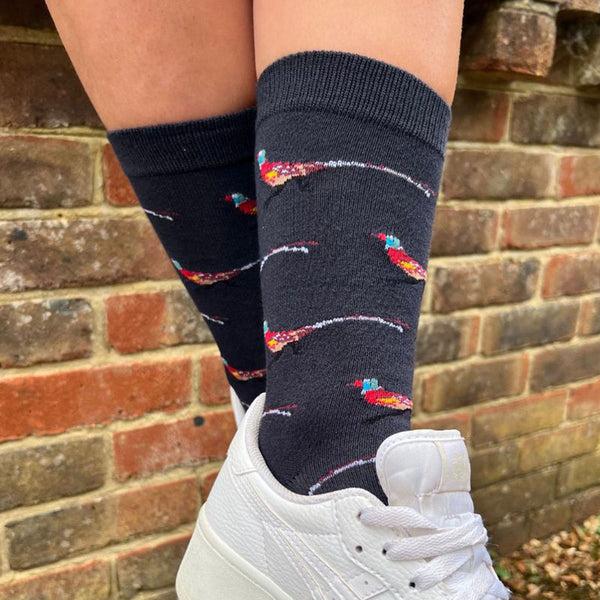 Swole Panda Pheasant Bamboo Socks (Comfort Cuff)