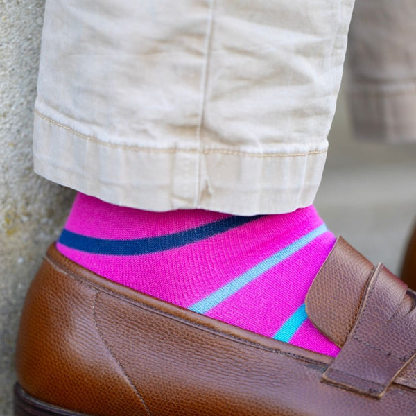 Swole Panda Pink Multi Stripe Bamboo Socks