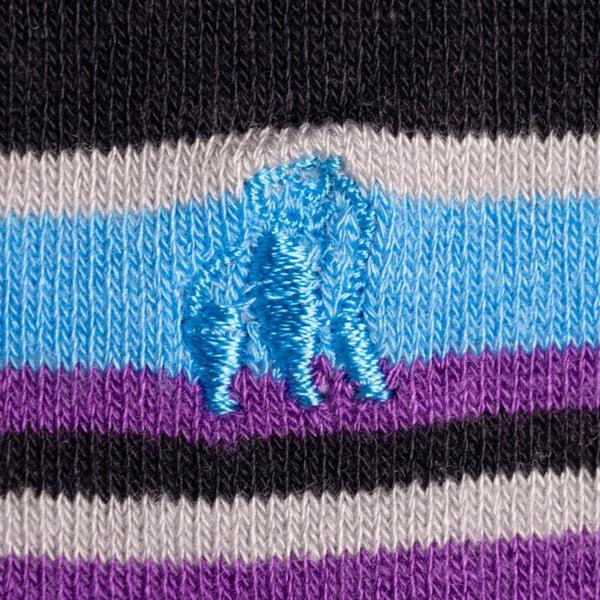 Swole Panda Purple And Blue Striped Bamboo Socks