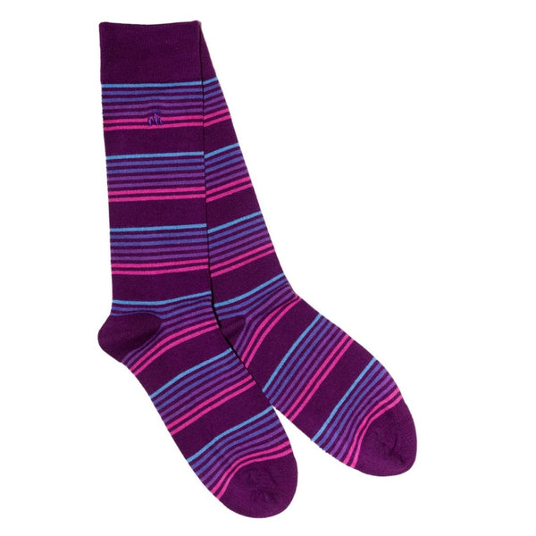 swole panda Purple Narrow Striped Bamboo Socks