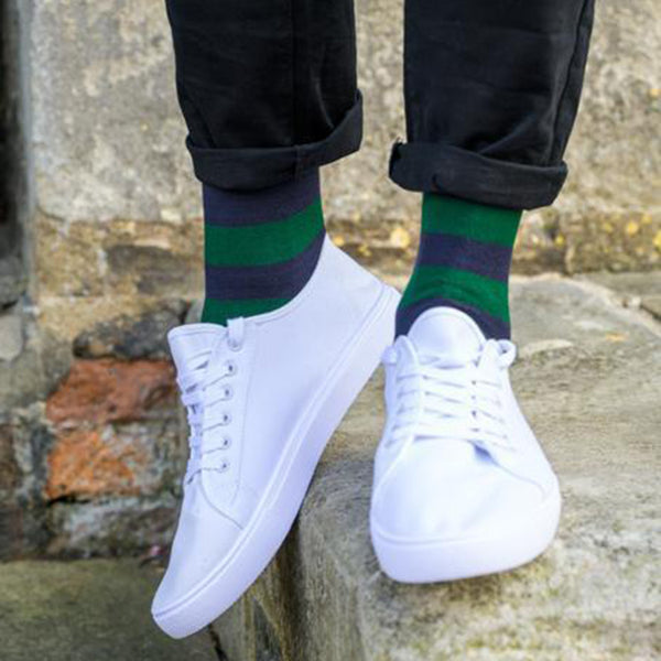 Swole Panda Racing Green Striped Bamboo Socks