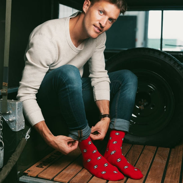 Swole Panda Red Football Bamboo Socks