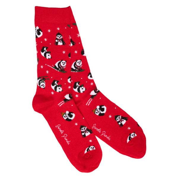 swole panda Red Skiing Panda Bamboo Socks