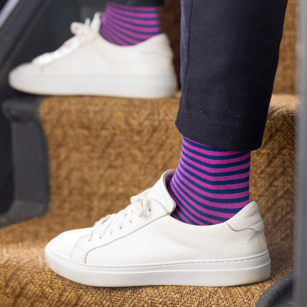 Swole Panda Rich Pink Narrow Striped Bamboo Socks