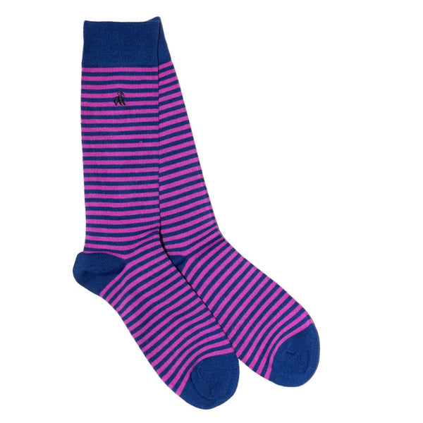 swole panda Rich Pink Narrow Striped Bamboo Socks