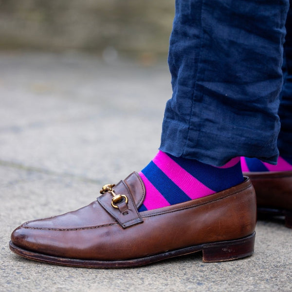 Swole Panda Rich Pink Striped Bamboo Socks