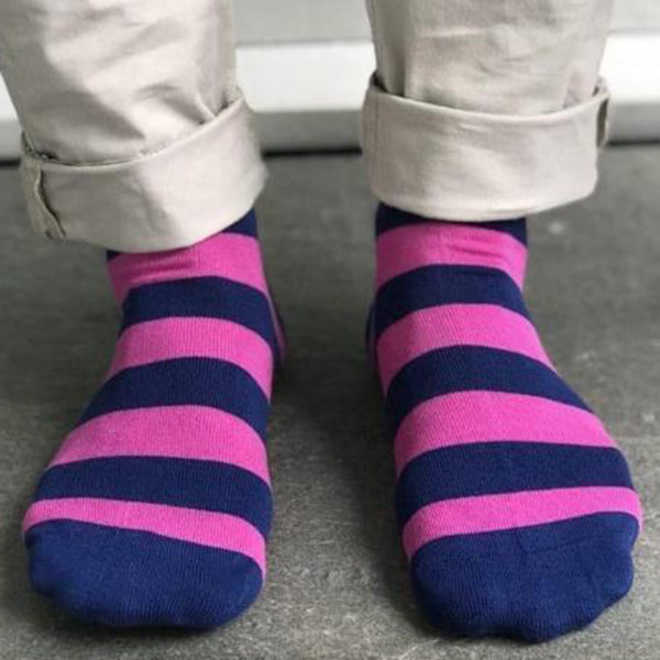 Swole Panda Rich Pink Striped Bamboo Socks