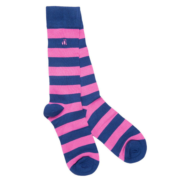 swole panda Rich Pink Striped Bamboo Socks