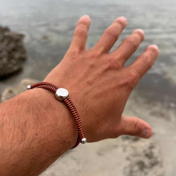 Swole Panda Rope Bracelet - Blue & Orange Zigzag