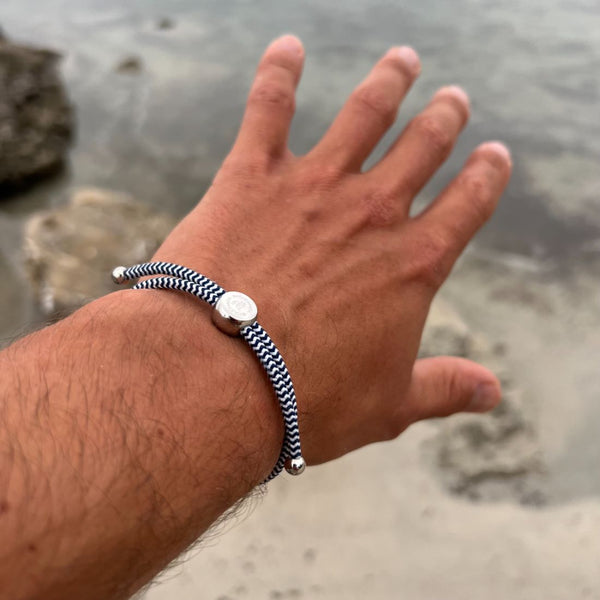 Swole Panda Rope Bracelet - Blue & White Zigzag