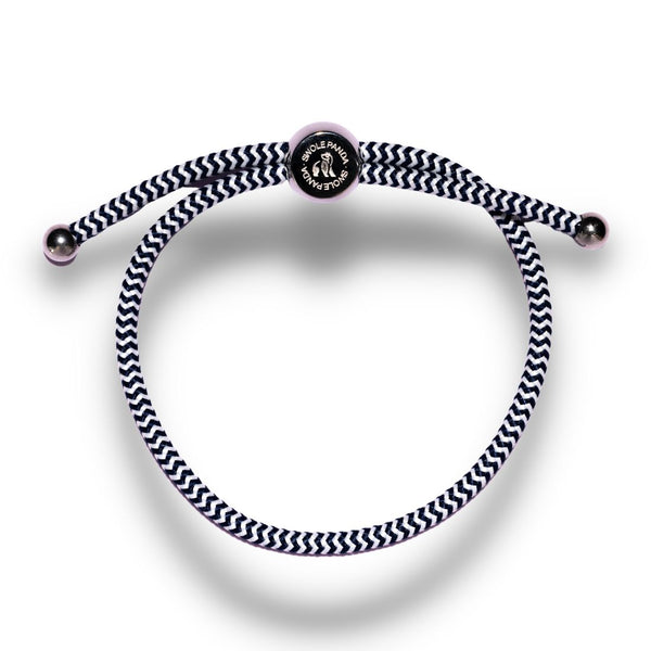 swole panda Rope Bracelet - Blue & White Zigzag