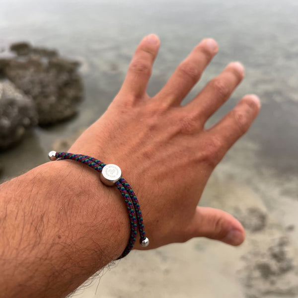 Swole Panda Rope Bracelet - Green & Blue Zigzag