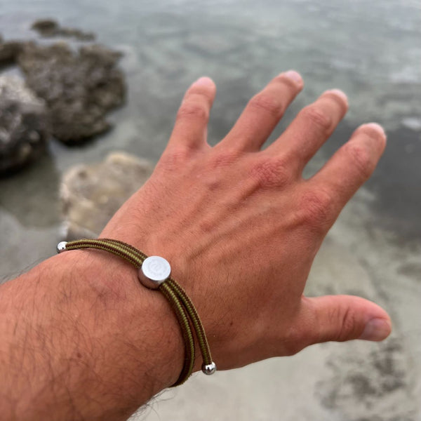 Swole Panda Rope Bracelet - Khaki & Brown Stripe