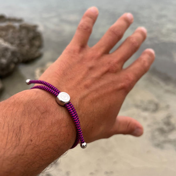 Swole Panda Rope Bracelet - Rich Pink Zigzag