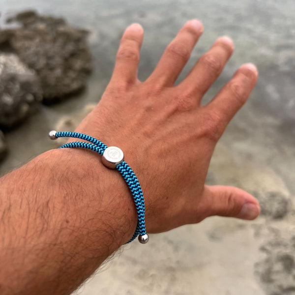 Swole Panda Rope Bracelet - Sky Blue Zigzag