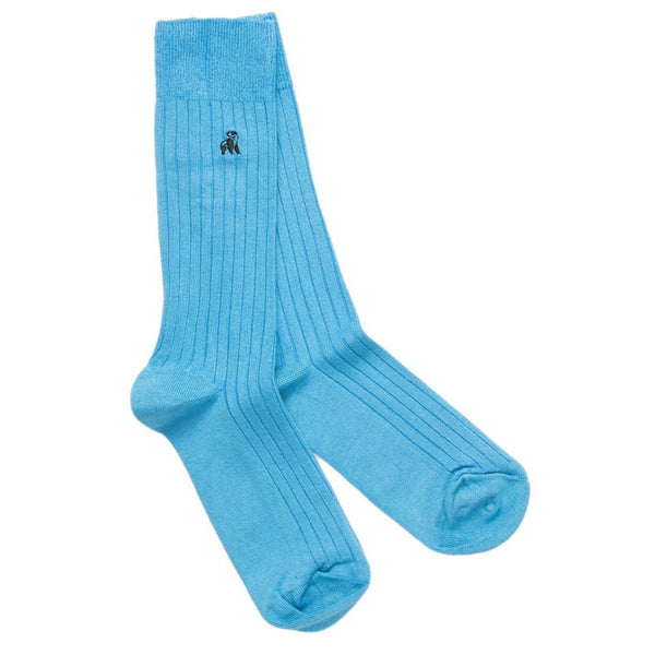 swole panda Sky Blue Bamboo Socks (Comfort Cuff)