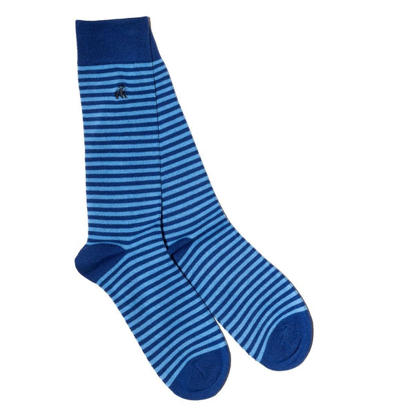 swole panda Sky Blue Narrow Striped Bamboo Socks