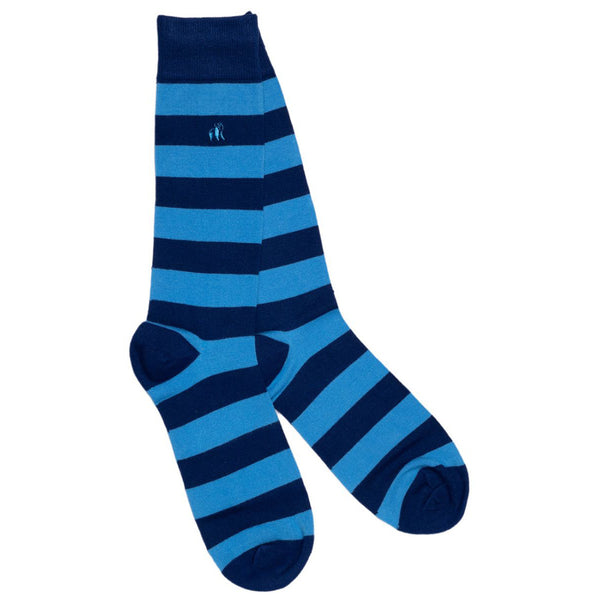 swole panda Sky Blue Striped Bamboo Socks