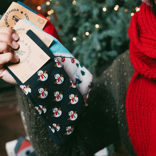 Swole Panda Snowman Bamboo Socks