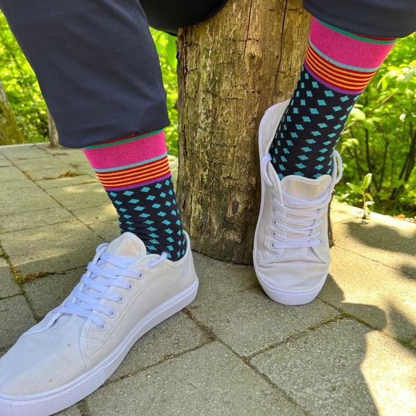 Swole Panda Stripe And Diamond Bamboo Socks
