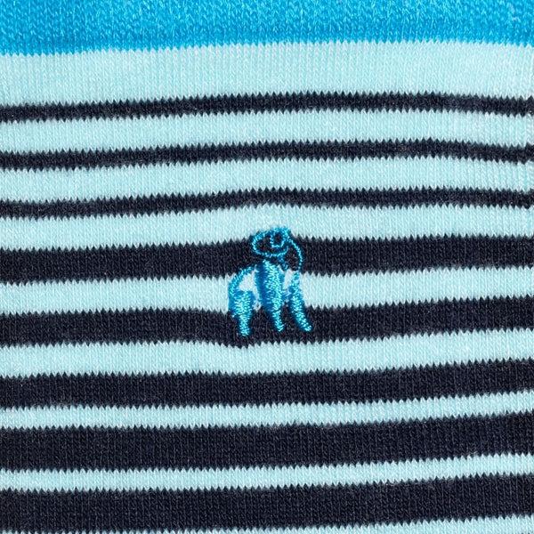 Swole Panda White & Blue Narrow Striped Bamboo Socks