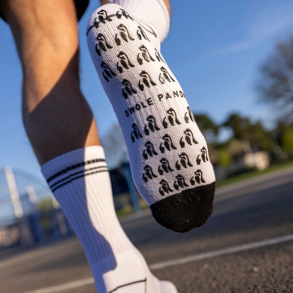 Swole Panda White Performance Grip Socks
