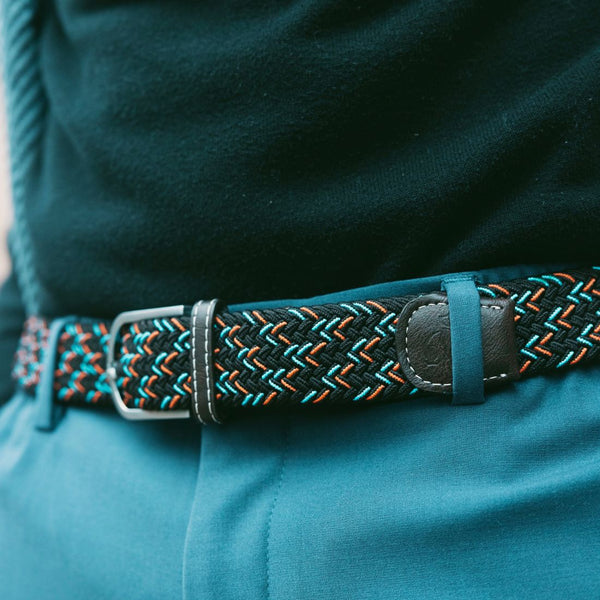 Swole Panda Woven Belt - Black Orange & Blue Dot