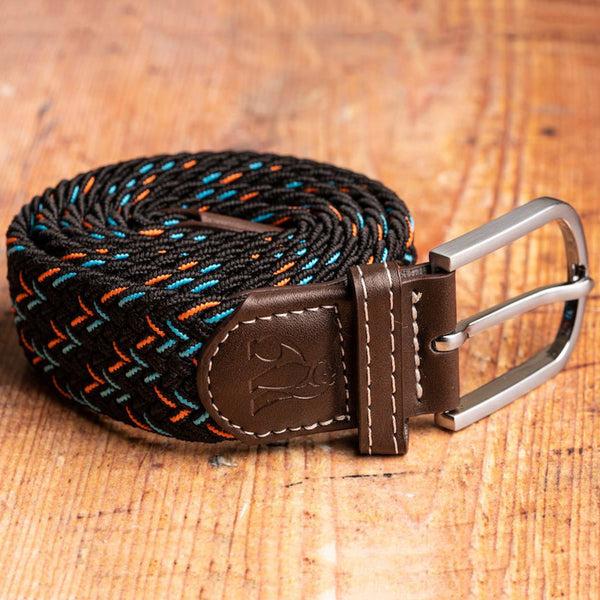 Swole Panda Woven Belt - Black Orange & Blue Dot