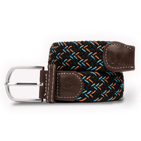 swole panda Woven Belt - Black Orange & Blue Dot