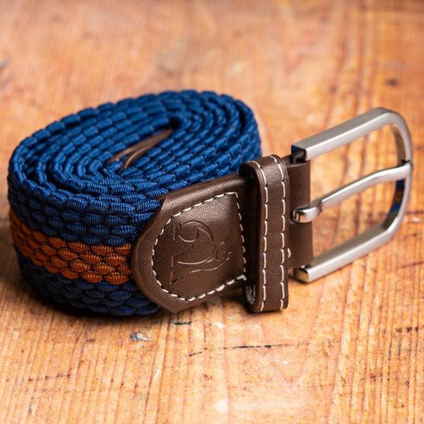 Swole Panda Woven Belt - Blue Brown Stripe