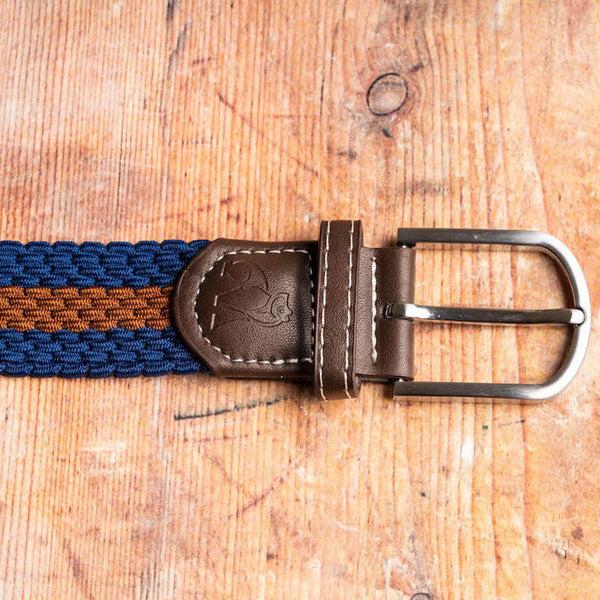 Swole Panda Woven Belt - Blue Brown Stripe