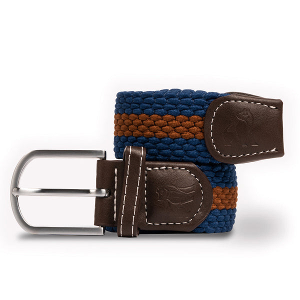 swole panda Woven Belt - Blue Brown Stripe