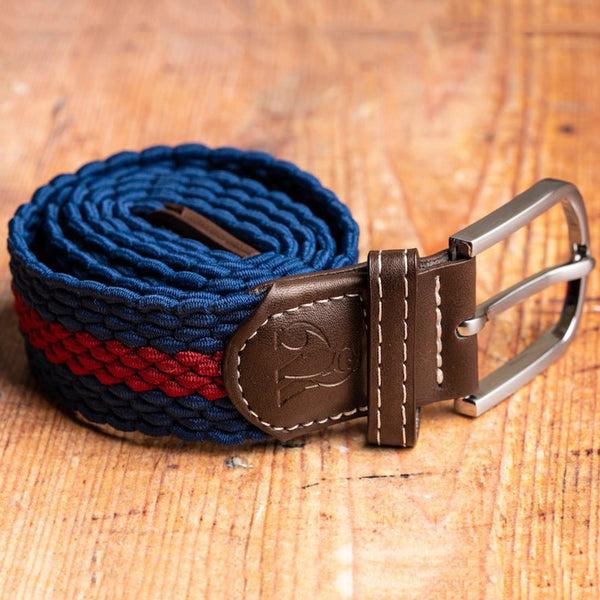 Swole Panda Woven Belt - Blue Burgundy Stripe