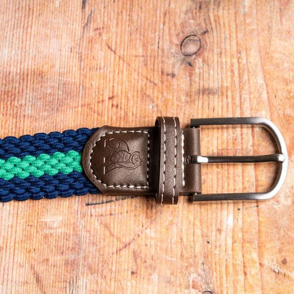 Swole Panda Woven Belt - Blue Green Stripe