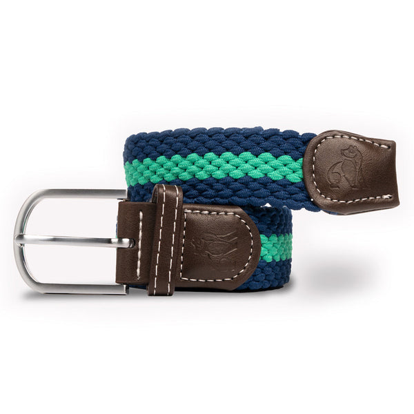 swole panda Woven Belt - Blue Green Stripe