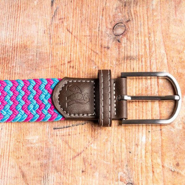 Swole Panda Woven Belt - Blue Pink Zigzag