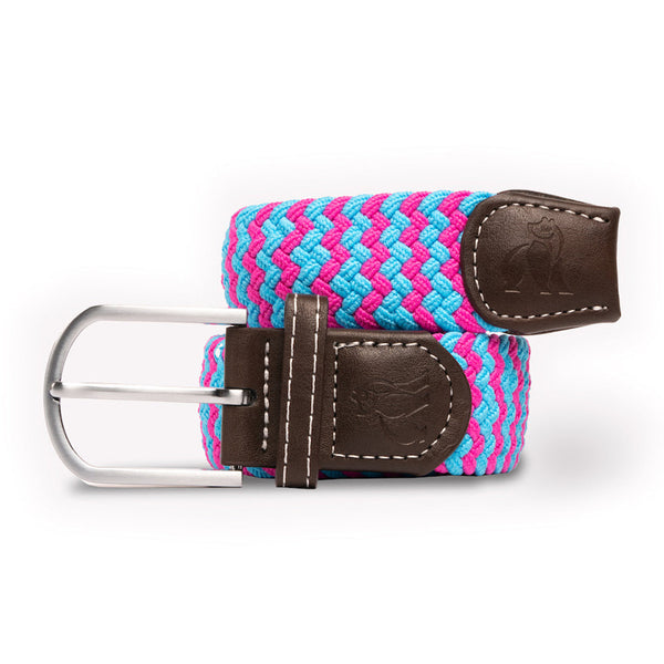 swole panda Woven Belt - Blue Pink Zigzag
