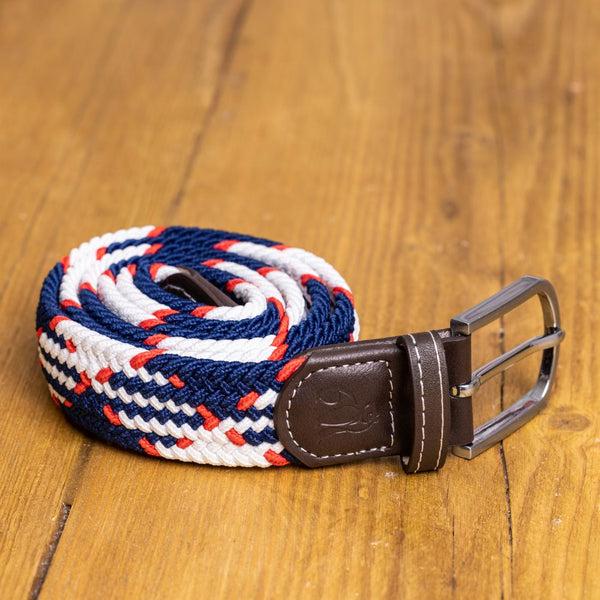 Swole Panda Woven Belt - Blue & Red Diagonal Stripe