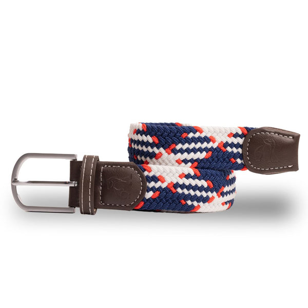 swole panda Woven Belt - Blue & Red Diagonal Stripe