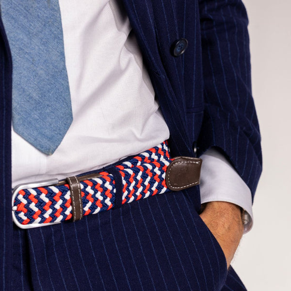 Swole Panda Woven Belt - Blue Red White Zigzag