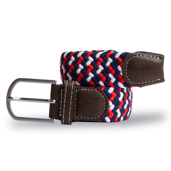 swole panda Woven Belt - Blue Red White Zigzag