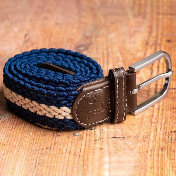 Swole Panda Woven Belt - Blue White Stripe