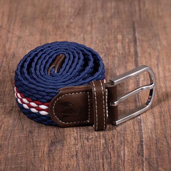 Swole Panda Woven Belt - Burgundy Fine Stripe