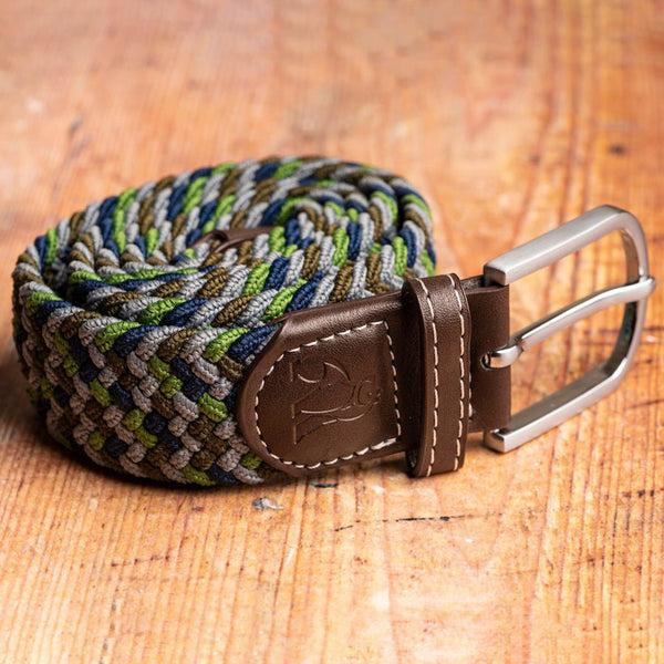 Swole Panda Woven Belt - Green Blue Zigzag