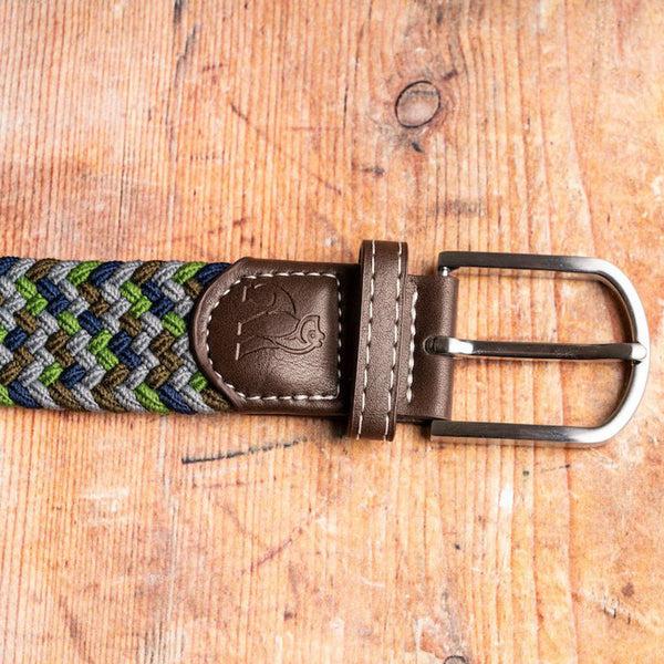 Swole Panda Woven Belt - Green Blue Zigzag