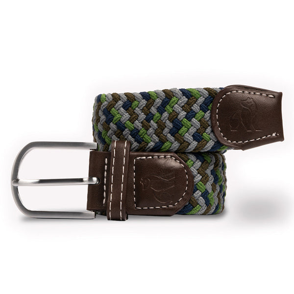 swole panda Woven Belt - Green Blue Zigzag