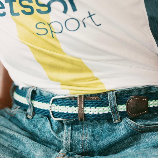 Swole Panda Woven Belt - Green Fine Stripe