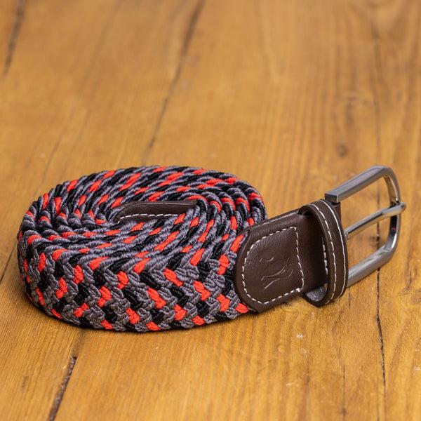 Swole Panda Woven Belt - Grey Red Zigzag