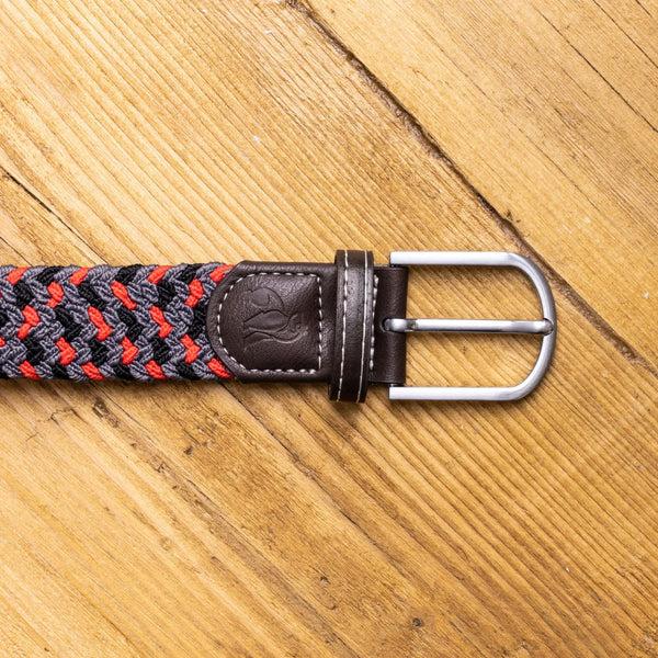 Swole Panda Woven Belt - Grey Red Zigzag